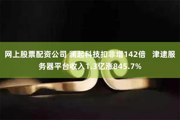 网上股票配资公司 澜起科技扣非增142倍   津逮服务器平台收入1.3亿涨845.7%